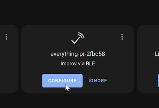 Home Assistant BLE Improv setup