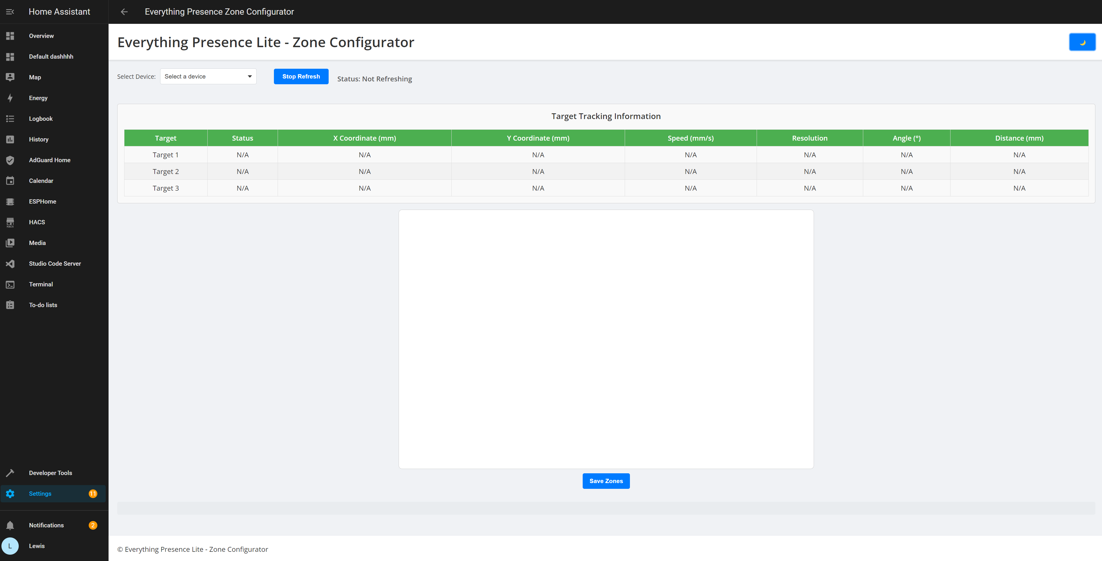 Everything Presence Zone Configurator Dashboard