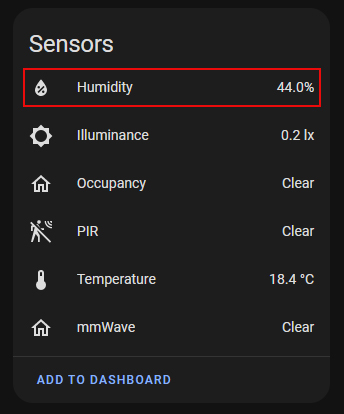 Home Assistant Humidity Entity